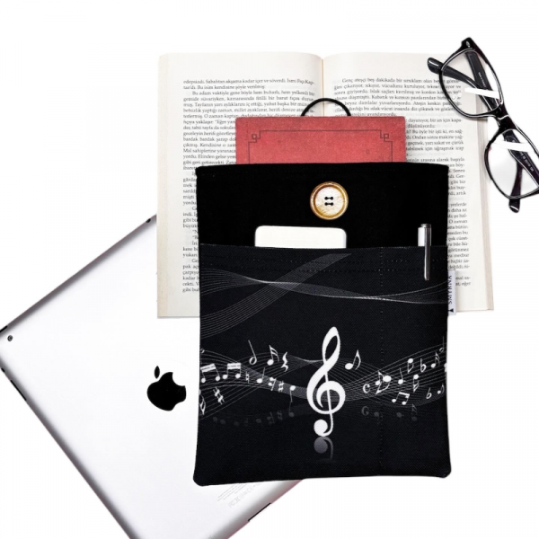 Kitap - Tablet - Ebook Çantası / Kılıfı ( Notalar )