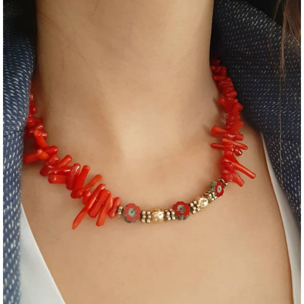 Aşk Çiçeği Mercan Kolye Ve Bileklik Set 