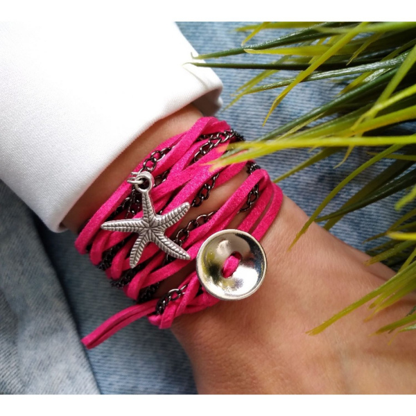 Süet Wrap Bileklik-pembe