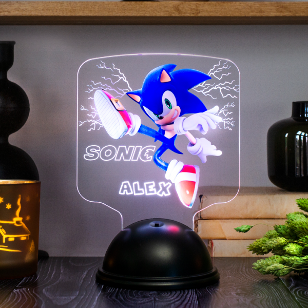 Sonic Parti Süsü Doğum Günü Hediyesi, Sonic Konsept Masa Lambası, Kirpi Sonic Çocuk Odası Kişiye Özel İsimli ...