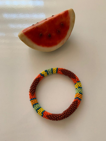 Afrika İşi Boncuk Bileklik - Kahverengi