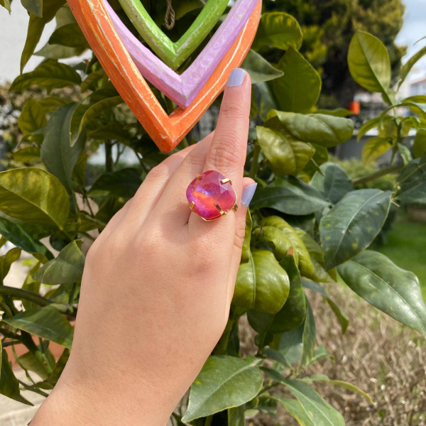 Altın Kaplama Kate Yüzük Mavi-krem-pembe-amber