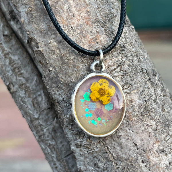 Sarı Sakura Gümüş Kaplama Choker Kolye