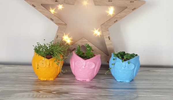 3 Lü Baykuş Şeklinde Saksı 