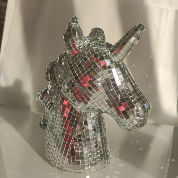 Disko Topu Ayna Mozaik Unicorn Heykeli | Parlak Dekoratif Unicorn Figürü | Parti Ve Ev Dekorasyonuna Özel Işıltıl�...