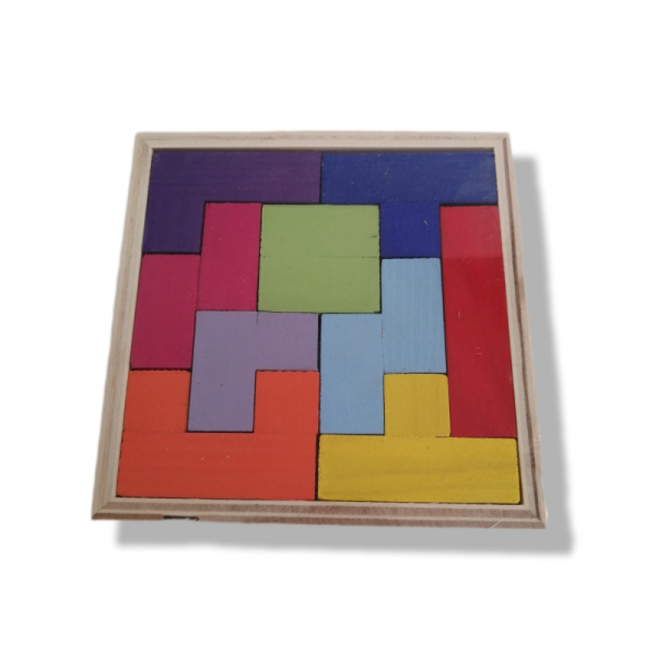 Renkli Ahşap Tangram, Ahşap Yapboz, Renkli Puzzle, Ahşap Zeka Oyunu