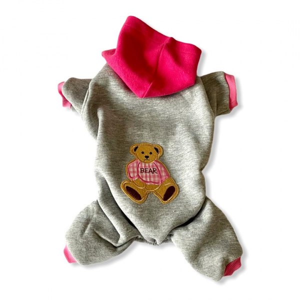 Bear Pink Grey Kedi Tulumu Kedi Kıyafeti