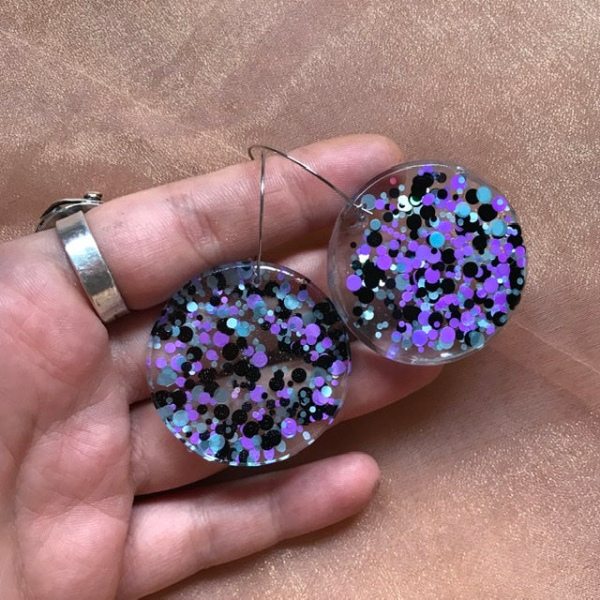 Bitabik tasarım Glitter Resin Halka Küpe