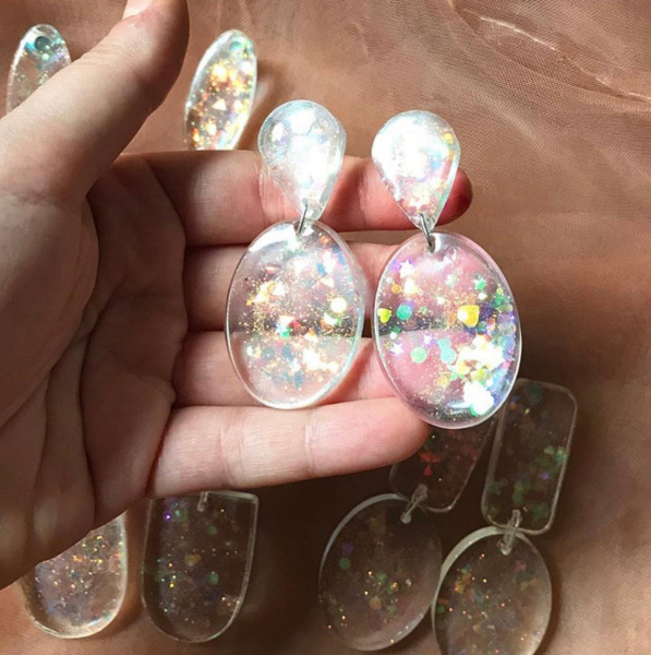 Bitabik Tasarım Glitter Resin Küpeler