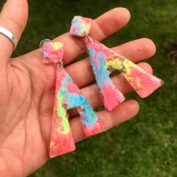 Bitabik Tasarım Karanlıkta Parlayan Neon Pastel Halka Küpe