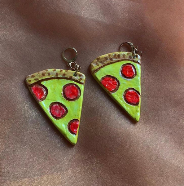 Bitabik Tasarım Seramik pizza  Küpe