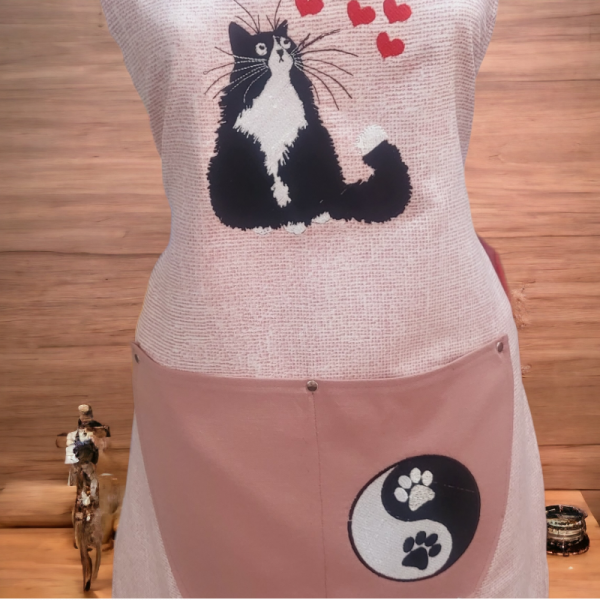Plotoni̇k Kedi̇ Nakişli Mutfak Önlüğü