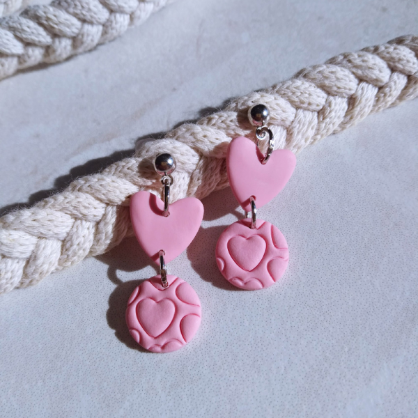 Pink Pow Sallantılı Pembe Polimer Kil Küpe