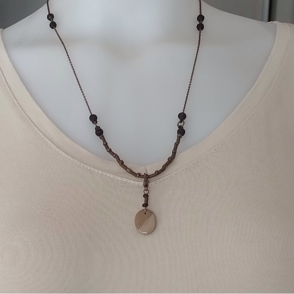 Bohem Doğal Taş/zincir El Yapımı Unisex Kolye - 152