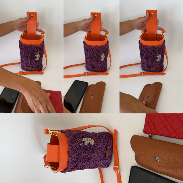 Telefon Çantası, Deri İşlemeli Çapraz Çanta