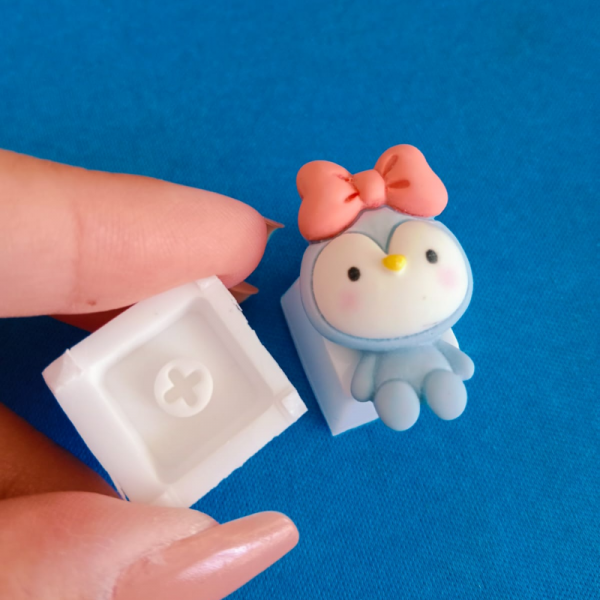 Mavi Penguen Mekanik Klavye Tuş Artisian Keycap