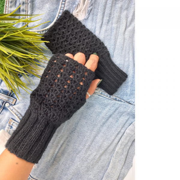 Trendy Siyah Parmaksız Eldiven