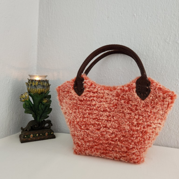 Zara Model, Kırmızı Melanj , Kanvas , Peluş, Kadın El Çantası