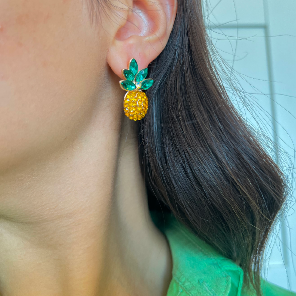 Taşlı Ananas Küpe