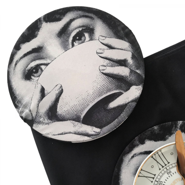 Fornasetti Çorba İçen Kız Amerikan Servis, Kumaş Supla   
