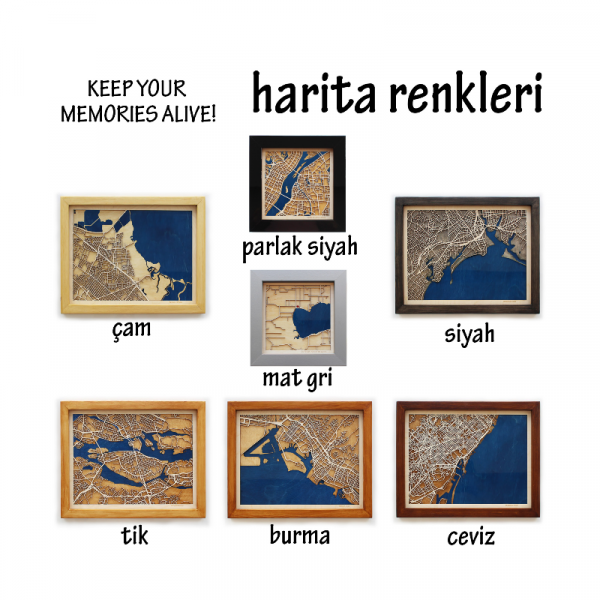 İstediğiniz Yerin Kişiye Özel Ahşap&epoksi Şehir Haritası