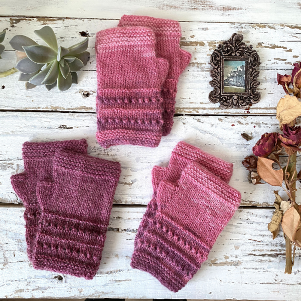 Pembe Batik El Örgüsü Soft Eldivenler