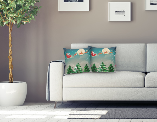 Christmas Temalı Dijital Baskılı Yastık Kırlent Kılıfı