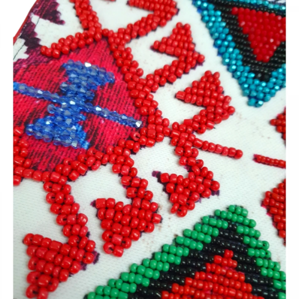Etnik Desen Boncuklu Clutch Çanta, Kilim Desen Clutch Çanta  