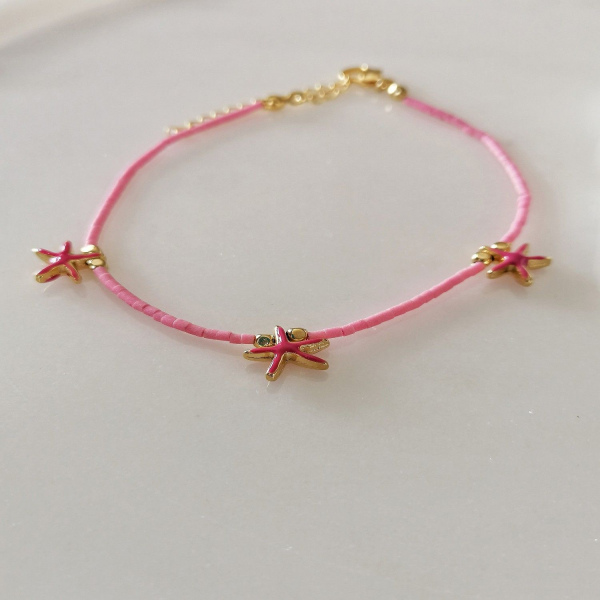 Pembe Boncuklu Yıldız Halhal