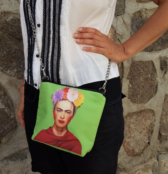Frida Baskılı Nubuk Çanta