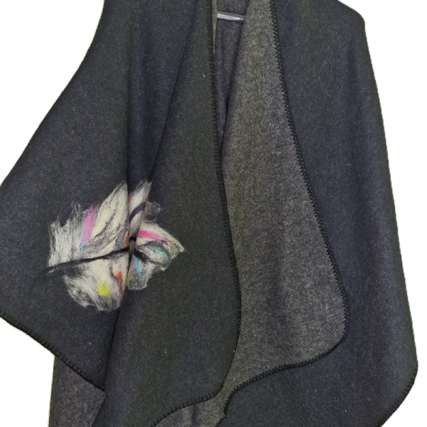  Kaşe Kumaş Panço, Keçe Süslü Kaşe Panço, Yünlü Panço , El Yapımı, Hediyelik, Moli Tasarım, 1252455905