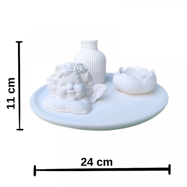 Vazo Melek Mumluk Tabak Romantik Dekoratif Set 5 Parça