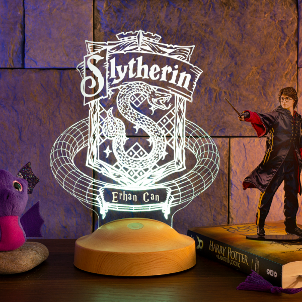Kişiye Özel Harry Potter Hogwarts Slytherin Hediyesi, Harry Potter Slytherin, Hogwarts Hediyesi 3d Led Lamba