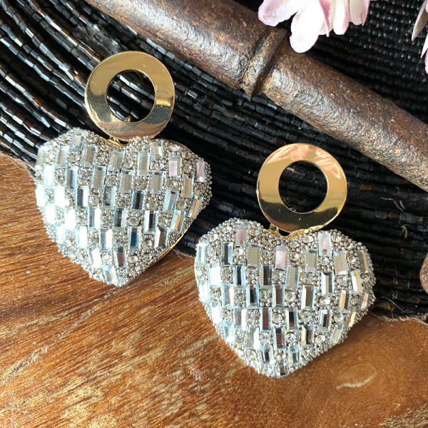 Swarovski Kalp Halka Küpe