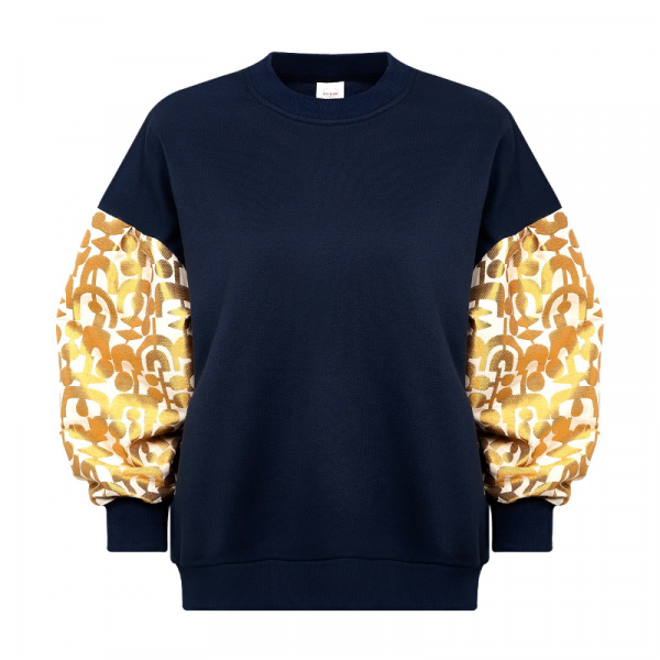 Koyu Lacivert Şardonlu Sweatshirt Harman