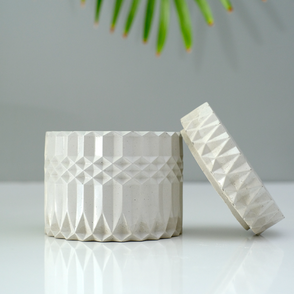 %100 Soya Wax Mum - El Yapımı Beton Dekoratif Gri Mumluk