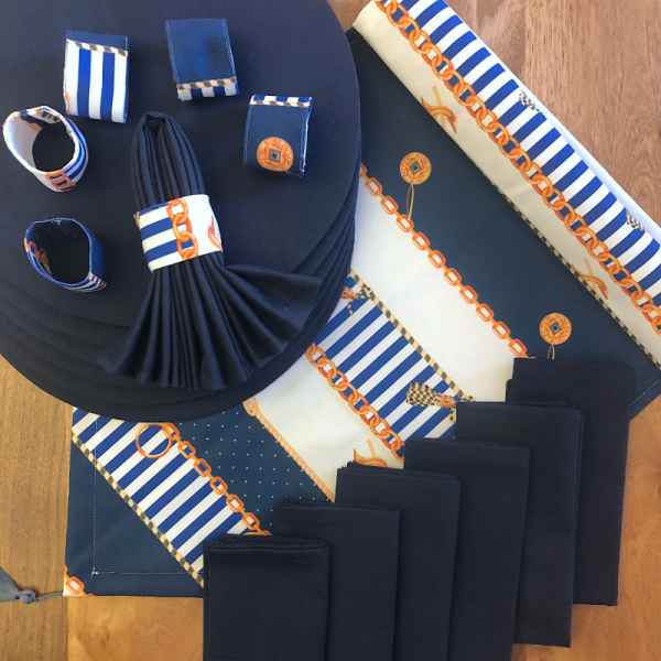 Amerikan Servis, 6'lı Marin - Lacivert Takım, Supla, Runner, Peçete, Peçete Halkası Tk-3