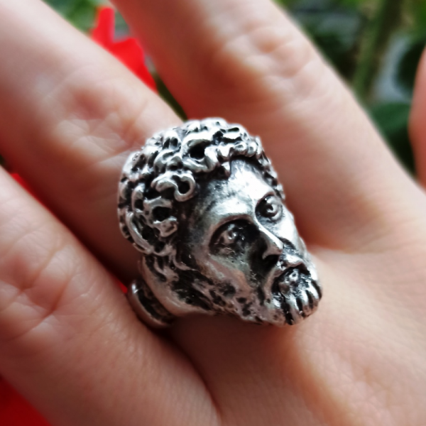 İmparator Marcus Aurelius Unisex Yüzük Gümüş Kaplama Ayarlanabilir El Yapımı Yüzük