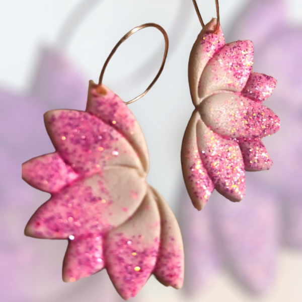 Pembe Lotus Çiçeği Küpe