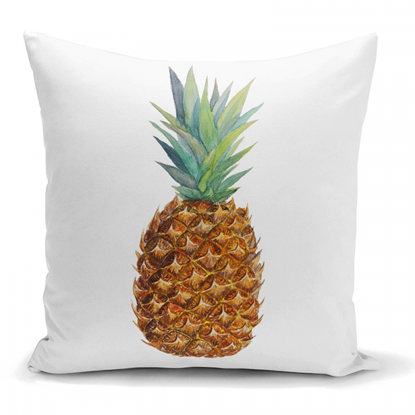 Ananas Desenli Dijital Baskılı Dekoratif Yastık Kırlent Kılıfı