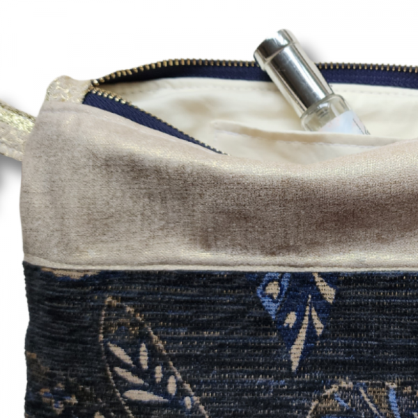  Couch Blue - Lacivert Altın Sarısı Clutch Çanta