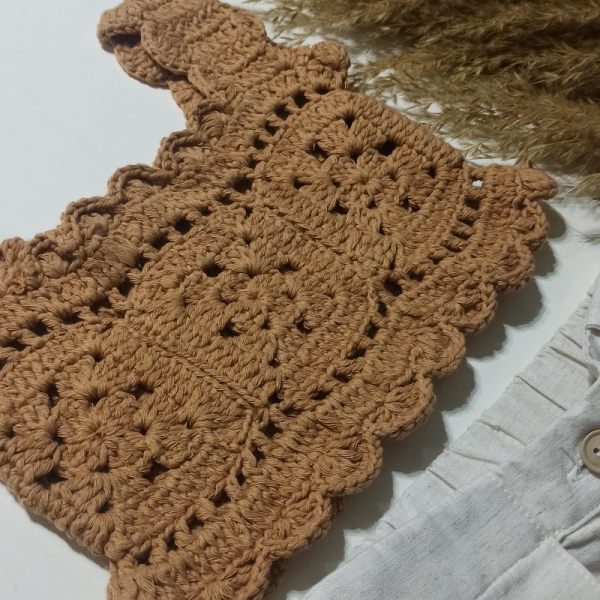 Kız Çocuklarına Özel El Örgüsü Camel Crop 