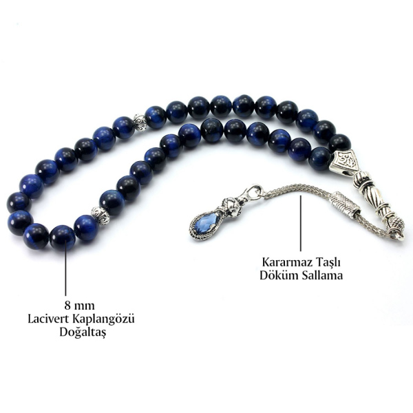 8 mm Lacivert Kaplangözü Doğal Taş Tesbih