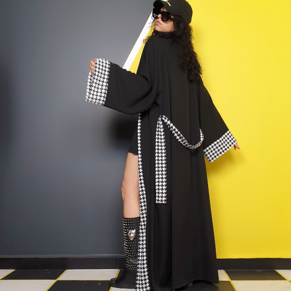 Özel Tasarım Siyah Viskon Kimono