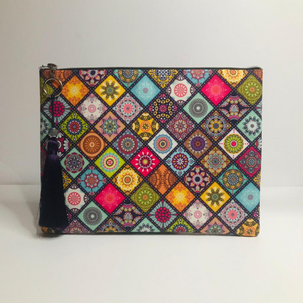 Etnik Mor Desen Clutch Çanta
