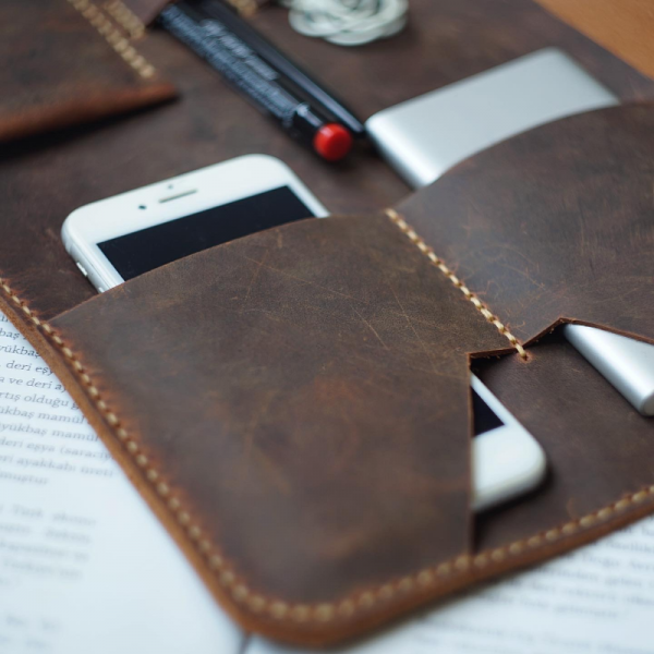 Atum Deri Tablet Organizeri - Kahverengi
