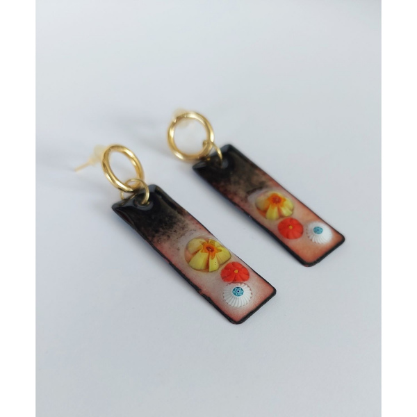 Murano Cam Detaylı Blossom Küpe