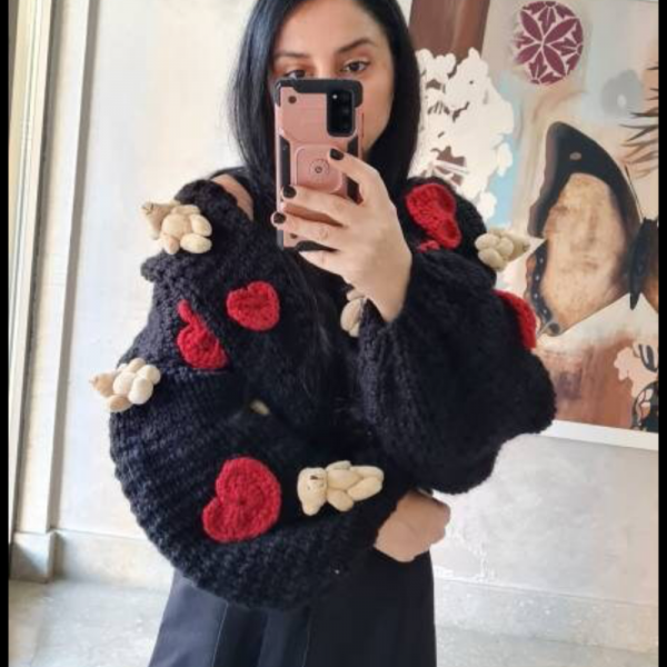 Siyah Crop Kadın Hırkası 