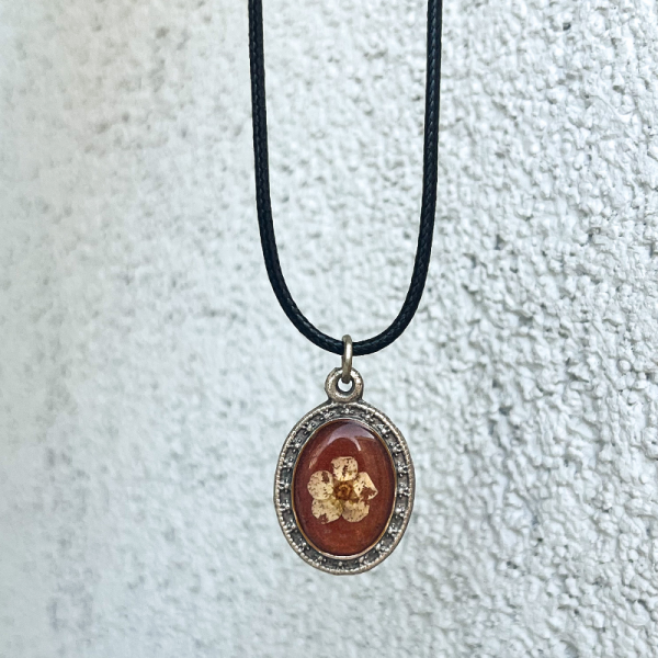 Floral Gerçek Çiçek Gümüş Choker Kolye