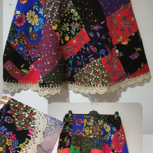 Tosbikotantik Kişiye Özel Tasarım Patchwork Pazen Etek